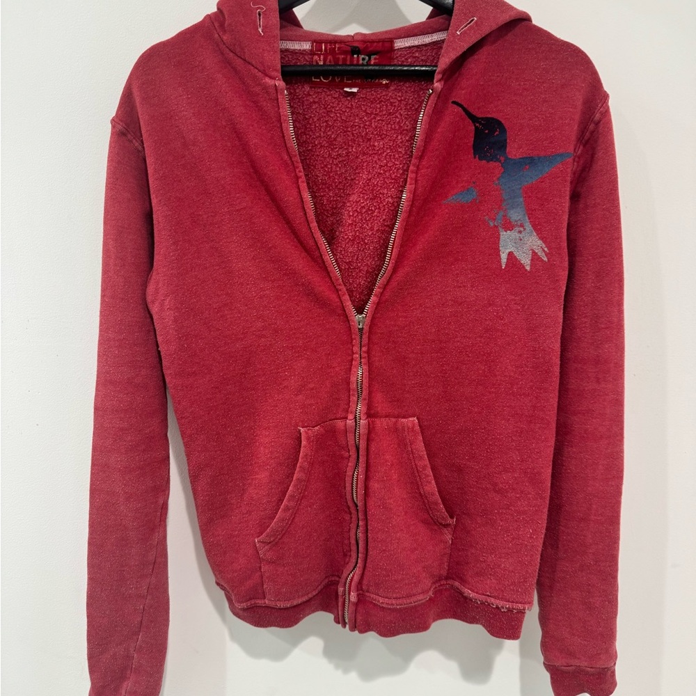 Freecity Red Life Nature Love Zip-Up Hoodie